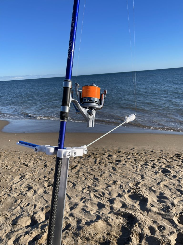Piquet de surfcasting E4F avec balancier détecteur de touche et accessoires imprimés en 3D