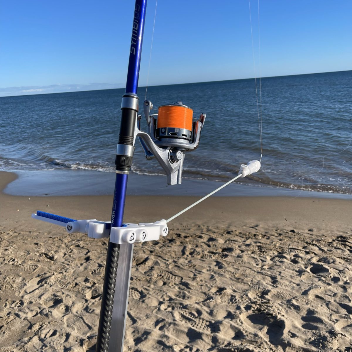 Piquet de surfcasting E4F avec balancier détecteur de touche et accessoires imprimés en 3D